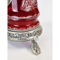 Lord Of Crystal Red Glass Beer Stein With Stag On Pewter Lid 0.5L By KING image