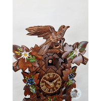 5 Leaf & Bird 1 Day Mechanical Carved Cuckoo Clock With Flowers 28cm By HÖNES image