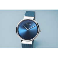 31mm Classic Collection Womens Watch With Ice Blue Dial & Milanese Strap & Silver Case By BERING image