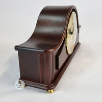 18cm Walnut Mechanical Tambour Mantel Clock With Westminster Chime & Gold Dial By HERMLE image
