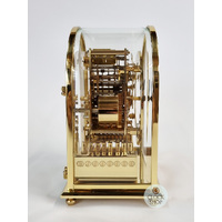 20cm Polished Brass Mechanical Skeleton Table Clock With Triple Chime By KIENINGER image