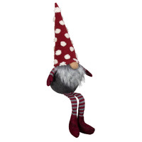 45cm Red & Grey Gnome Shelf Sitter With Spotty Hat- Assorted Designs image