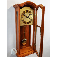 66cm Cherry 8 Day Mechanical Bim Bam Wall Clock With Brass Accents By AMS image