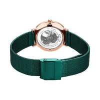 29mm Ultra Slim Collection Womens Watch With Green Dial, Green Milanese Strap & Rose Gold Case By BERING image