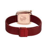 34mm Pebble Collection Womens Watch With Red Dial, Red Milanese Strap & Rose Gold Case By BERING image