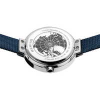 31mm Solar Collection Womens Watch With Blue Dial, Blue Milanese Strap & Silver Case By BERING image