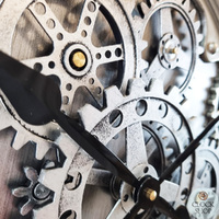 62cm Emington Silver Moving Gear Wall Clock By COUNTRYFIELD image