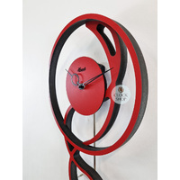 55cm Contemporary Swirl Red Wall Clock With Pendulum By HERMLE image