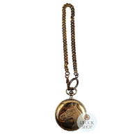 4.1cm Horse Gold Plated Pocket Watch By CLASSIQUE (Arabic) image