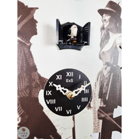 5 Leaf & Deer Battery Printed Cuckoo Clock With Black Forest Couple Print 20cm By TRENKLE image