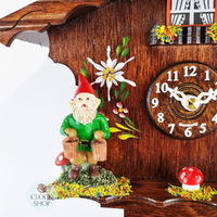Gnomes Battery Chalet Clock With Swinging Doll 14cm By TRENKLE image