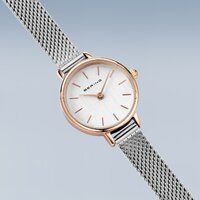 22mm Classic Collection Womens Watch With White Dial, Silver Milanese Strap & Rose Gold Case By BERING image