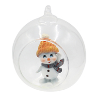 8.5cm Snowman In Glass Bauble Hanging Decoration- Assorted Designs image