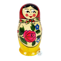 Semenov Russian Dolls- Red Scarf & Yellow Dress 9cm (Set Of 4) image