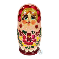Floral Russian Dolls- Light Pink & Maroon 11cm (Set Of 5) image