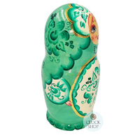 Floral Russian Dolls- Green Pearl Finish 18cm (Set Of 5) image