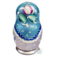 Blue and Silver Pearl Russian Dolls 11cm (Set Of 5) image