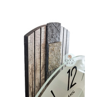 62cm Grey Pendulum Wall Clock With Natural Stone Pattern & Frosted Glass Dial By AMS image