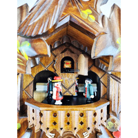 5 Leaf & Bird 1 Day Mechanical Carved Cuckoo Clock With Dancers & Flowers 36cm By SCHWAB image