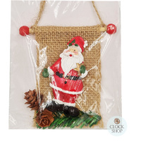 9.5cm Santa On Hessian Banner Hanging Decoration- Assorted Designs image
