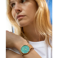 Rose Gold Pankhurst Watch with Turquoise Green Dial By Coluri image
