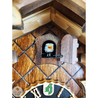 5 Leaf & Bird 1 Day Mechanical Carved Cuckoo Clock With Burnt Finish 33cm By HÖNES image