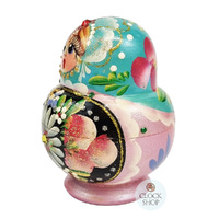 Floral Russian Dolls- Blue & Pink 9cm (Set Of 5) image