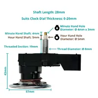 Euroshaft Dual Chime Step Clock Movement By SEIKO (28mm Shaft) image