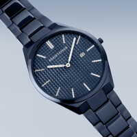 40mm Ultra Slim Collection Mens Watch With Blue Dial & Blue Stainless Steel Strap & Case By BERING image