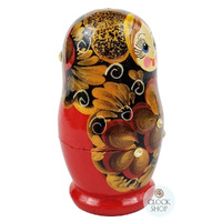 Floral Russian Dolls- Gold, Red & Black 10cm (Set Of 5) image