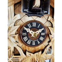5 Leaf & Bird Battery Carved Cuckoo Clock With Burnt Finish 22cm By ENGSTLER image