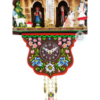 Swiss Heidi Weather House Battery Chalet Clock With Swinging Doll 22cm By TRENKLE image