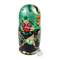 Floral Russian Dolls- Multi-Coloured With Green Scarf 18cm (Set Of 5) image