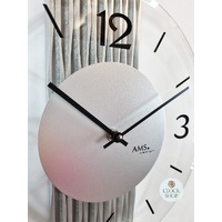 38cm Silver Wall Clock With Glass Dial By AMS image