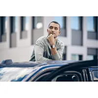 39.5mm Vintage Classic Mens Swiss Quartz Watch With White Chronograph Dial & Black Leather Band By WENGER image