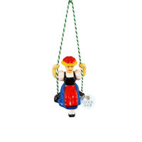 5 Leaf & Bird Mechanical Carved Clock With Swinging Doll 16cm By TRENKLE image