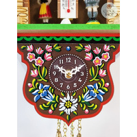Swiss Weather House Battery Chalet Clock With Swinging Doll 21.5cm By TRENKLE image