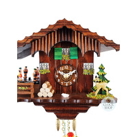 Forest Cabin Battery Chalet Clock With Dancers & Swinging Doll 16cm By TRENKLE image