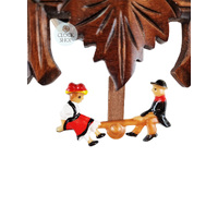 5 Leaf & Bird Battery Carved Clock With Seesaw 16cm By TRENKLE image