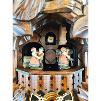 5 Leaf & Bird 1 Day Mechanical Carved Cuckoo Clock With Dancers 35cm By HÖNES image