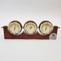 29cm Mahogany Weather Station With Thermometer Barometer & Hygrometer By FISCHER image