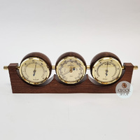 29cm Walnut Weather Station With Thermometer, Barometer & Hygrometer By FISCHER  image