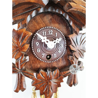 5 Leaf & Deer Mechanical Carved Clock 14cm By TRENKLE image