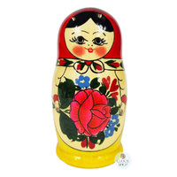 Semenov Russian Dolls- Red Scarf & Yellow Dress 12cm (Set Of 6) image