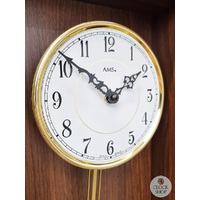 68cm Walnut Battery Chiming Wall Clock With Decorative Door By AMS image