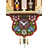 Swiss Weather House Mechanical Chalet Clock With Swinging Doll 20cm By TRENKLE image