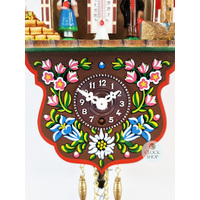 Swiss Weather House Mechanical Chalet Clock With Swinging Doll 21cm By TRENKLE image