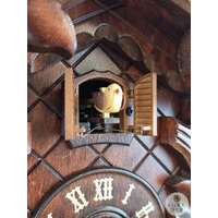 5 Leaf & Bird With White Flowers Battery Carved Cuckoo Clock 35cm By TRENKLE image