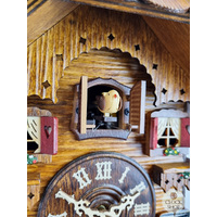 Black Forest Battery Chalet Cuckoo Clock With Dog & Edelweiss Flower 25cm By TRENKLE image