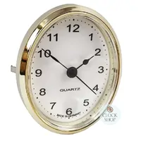 8cm Gold Oval Clock Insert With White Dial & Arabic Numerals image
